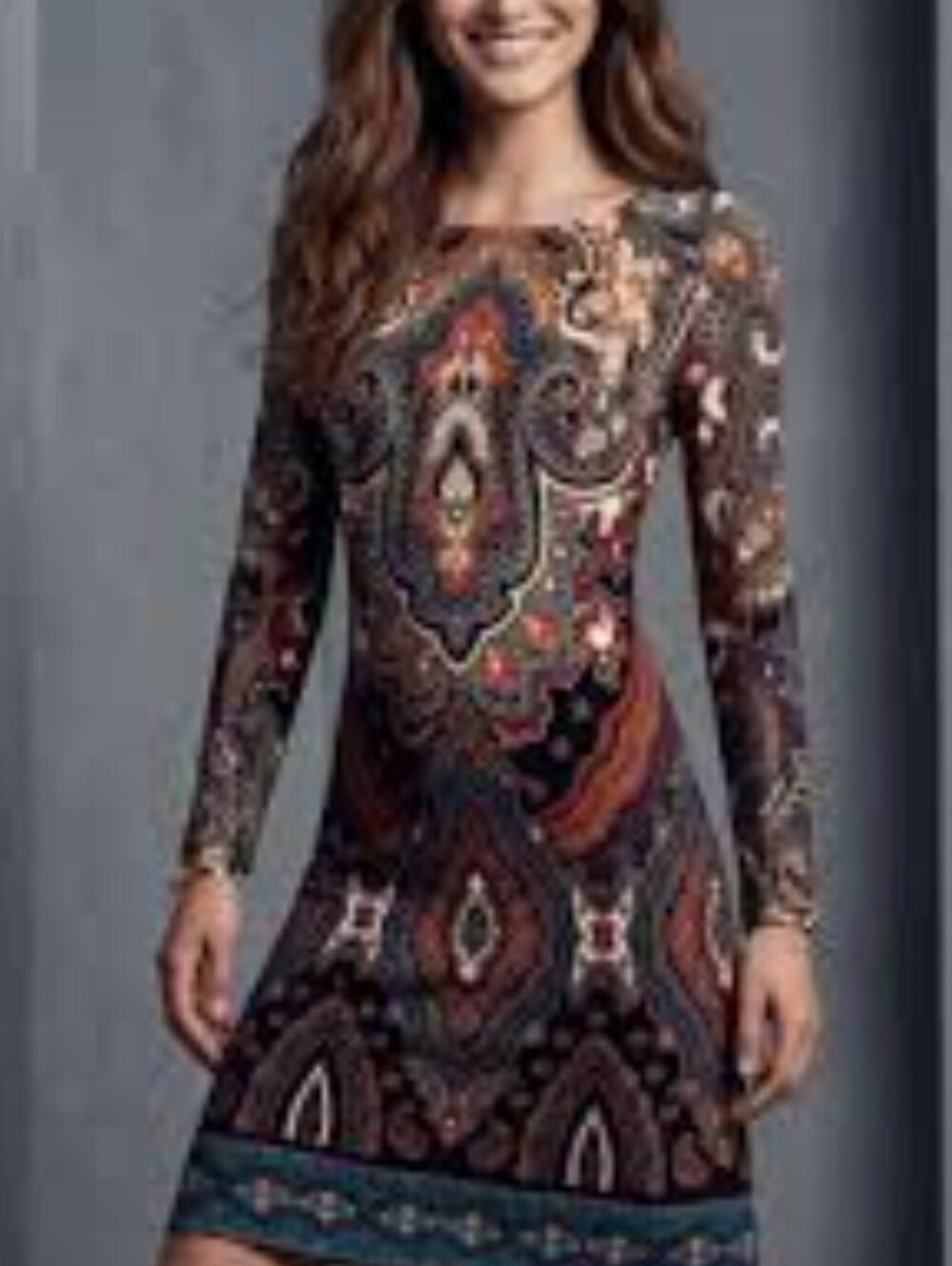 This INC International Concepts Paisley Sheath Dress P/Small